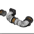White Curved Pipe With Black Connecting Fittings And Orange Stripes