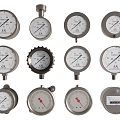 Pressure gauge instrument barometer pipe fittings industrial equipment hardware components 3d model