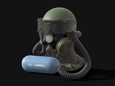 Industrial Gas Mask Equipment with Helmet Goggles Breathing Tube and SCUBA Tank 3d model