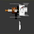 Industrial Machinery Component With Transparent Casing Internal Orange Red Parts And Metal Structure