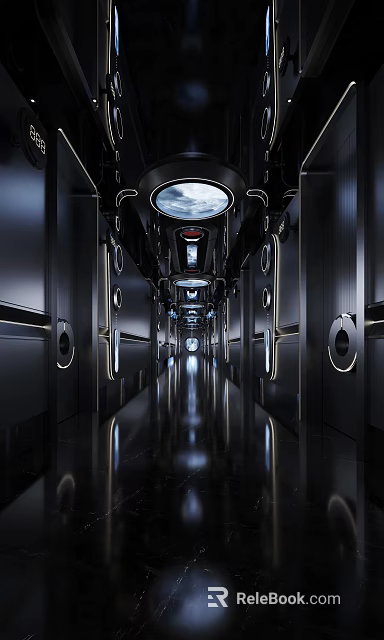 Hi Tech KTV Interior With Metallic Elements And Corridor Lights 3d model 