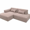 Light Brown Fabric L Shaped Sectional Sofa With Two Cushions Modern Design 3d model