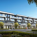 Modern Townhouse Exterior Design With Balconies Windows And Landscaped Gardens