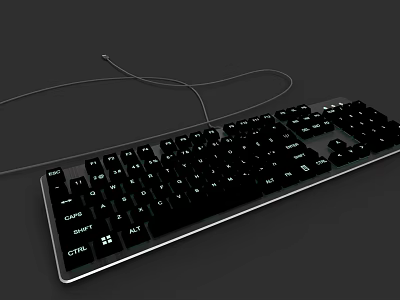 Black Wired Computer Keyboard For Desktop PC With Standard Key Layout And Sturdy Design 3d model