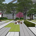 Rooftop Garden With Trees Green Plants Wooden Flooring And Outdoor Furniture