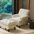Casual Beige Sofa Set with Matching Ottoman Black Round Side Table and Green Natural View