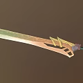 Ornate Fantasy Sword With Golden Lightning Accents Green Handle And Shiny Blade Design