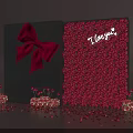 Black Gift Box With Red Bow And Red Rose Decoration Board I Love You Text