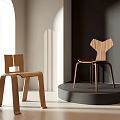 Modern Wooden Leisure Chairs With Unique Backrest Design In Bright Minimalist Interior