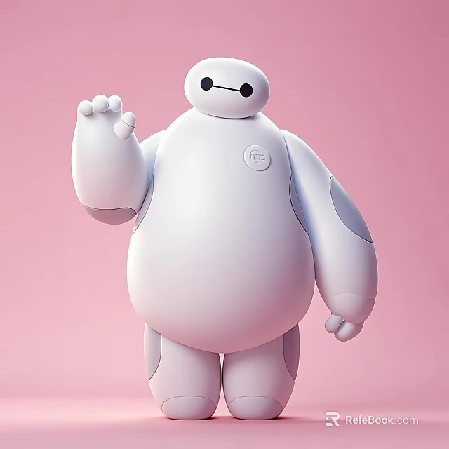 Man In White Round Outfit Waving Hand Against Pink Background 3d model 