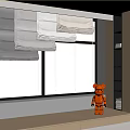 Stylish Window Blinds In Gray And White For Modern Room Interior With Decorative Bear