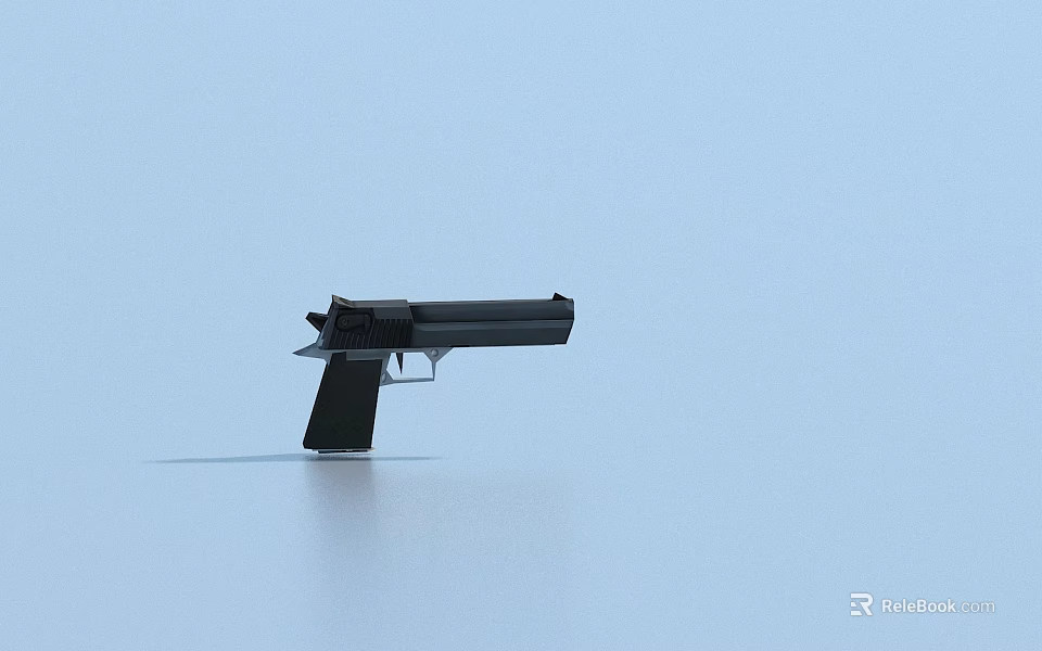 Modern Black Handgun With Sleek Metal Finish On Light Blue Background 3d model 