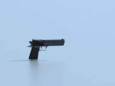 Modern Black Handgun With Sleek Metal Finish On Light Blue Background 3d model