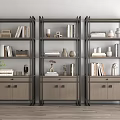 Modern Storage Shelving Units With Wood Metal Frame Books Vases And Decor