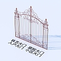 Wrought Iron Gate Courtyard Gate Entrance Gate Community Gate 3d model