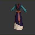 Traditional Robe With Blue Upper Red Sash And White Bottom Design