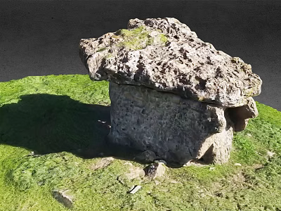 Ancient Stone Structure With Large Capstone Square Base On Green Grassland Natural Texture 3d model
