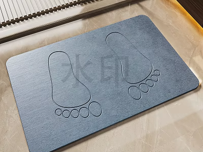 Bathroom Floor Mat With Gray Color And Footprint Patterns For Home Use 3d model