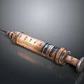 Vintage Metal Medical Syringe With Calibrated Scale And Sharp Needle