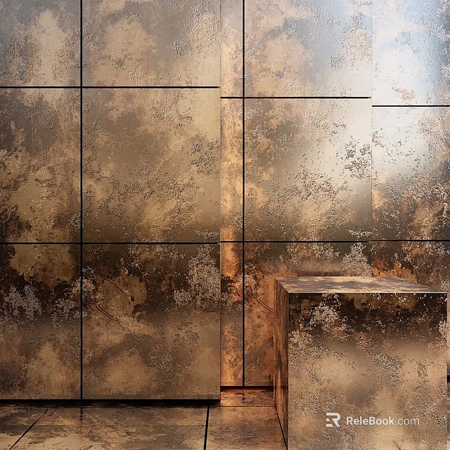 Rustic Metal Decorative Components With Textured Panels And Countertop Table 3d model 