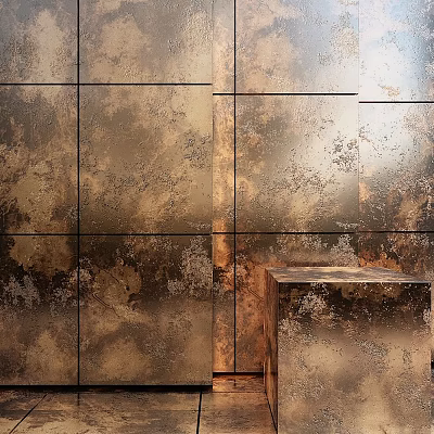 Rustic Metal Decorative Components With Textured Panels And Countertop Table 3d model