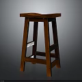 Red Wooden Bar Stool With Classic Design Simple Structure And Sturdy Legs