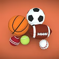Different Types of Sports Equipment Including Basketball Soccer Football Cricket Tennis and Baseball