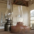 Vintage Candle Lamps With Various Designs Brass Silver Black Red Bases And Glass Shades