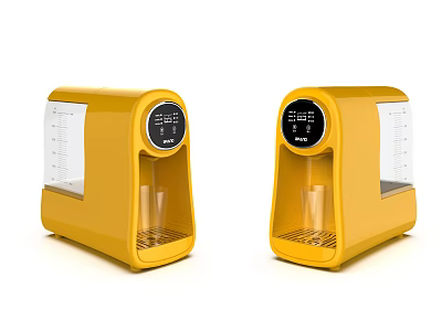 Two Modern Yellow Water Dispensers With Digital Display And Transparent Tank 3d model