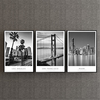 Modern Architectural Painting Simple Black and White Study Landscape Decorative Painting 3d model