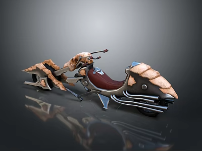 Futuristic Space Motorcycle With Cosmic Skeletal Texture Metallic Frame And Interstellar Design 3d model