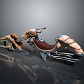 Futuristic Space Motorcycle With Cosmic Skeletal Texture Metallic Frame And Interstellar Design 3d model