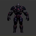 Muscular Character Armor Design With Dark Pink Accents And Glowing Red Orbs