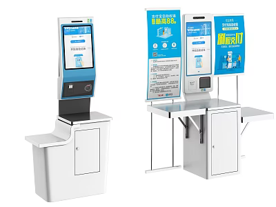 Commercial Self Service Kiosks With Touch Screen Face ID Display Panel And Storage Cabinet 3d model