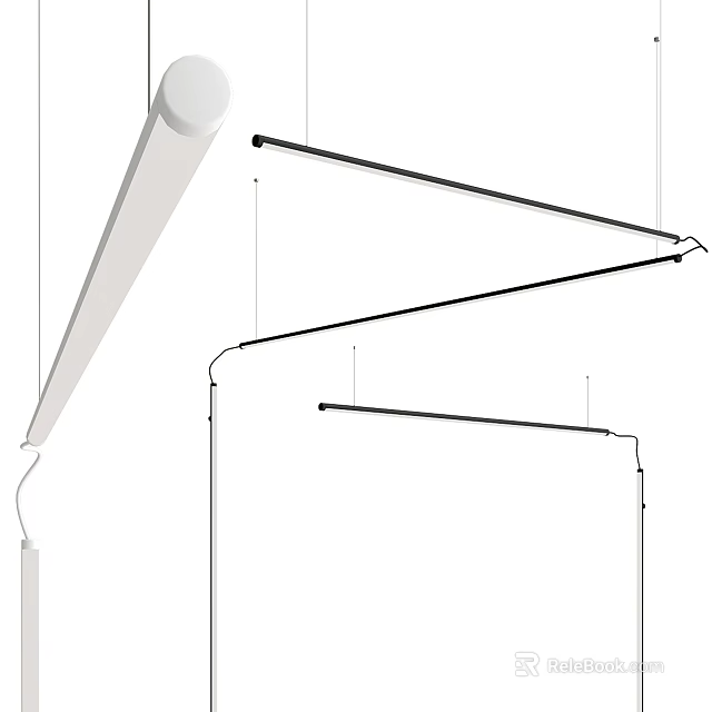 Modern Linear Chandelier With Sleek Metal Frame And LED Lighting For Dining Room 3d model 