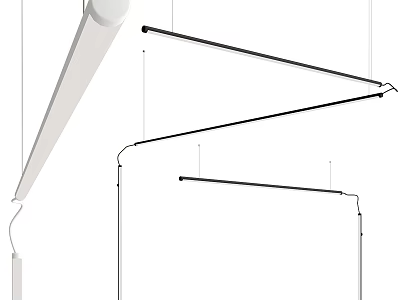Modern Linear Chandelier With Sleek Metal Frame And LED Lighting For Dining Room 3d model
