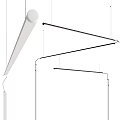 Modern Linear Chandelier With Sleek Metal Frame And LED Lighting For Dining Room