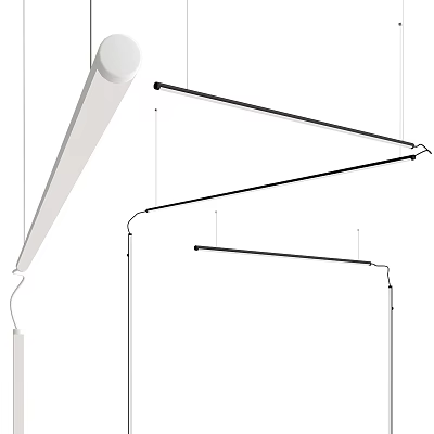 Modern Linear Chandelier With Sleek Metal Frame And LED Lighting For Dining Room 3d model