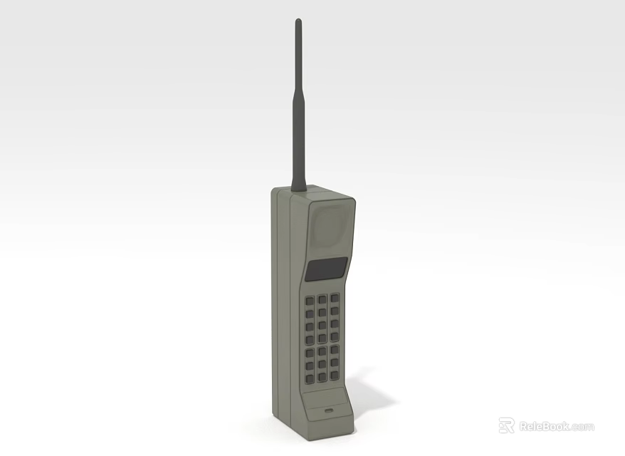 Vintage Mobile Phone With Long Antenna Numeric Keypad And Small Screen 3d model 