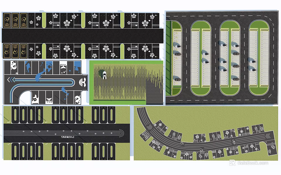 Eco Friendly Parking Lot Design With Greenery Separation And Sustainable Layout 3d model 