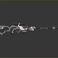Futuristic Sniper Rifle Weapon Featuring Metallic Scope Blue Accents And Ergonomic Structure