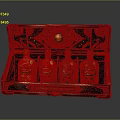 Open Vintage Wooden Chest With Decorative Carvings Holding Colorful Ambrosia Bottles From Grand Collection