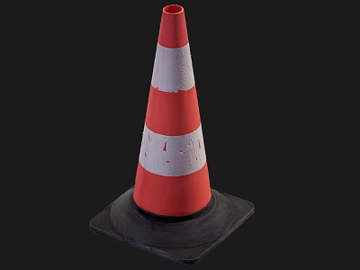 Road Traffic Cone With Red And White Stripes For Road Safety Warning 3d model