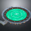 Circular Stadium Architecture Featuring Green Hexagonal Field Surrounded By Tiered Stands And Entrance Steps
