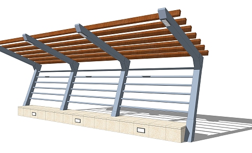 Now the outdoor landscape corridor structure 3d model