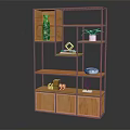 Wooden and Metal Frame Shelf Unit with Multiple Shelves Vase Potted Plant Books Decorative Items