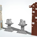 Chinese style column landscape column 3d model