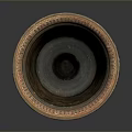 Ancient Carved Terracotta Vase Featuring Intricate Sculptural Patterns And Decorative Handles