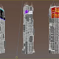 Future Architecture Modern Skyscrapers With Illuminated Design Colorful Billboards And Unique Structure