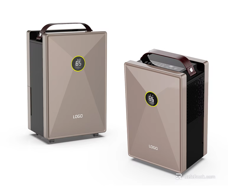 Stylish Modern Air Cooler Fan With Portable Handle Digital Display And Logo 3d model 